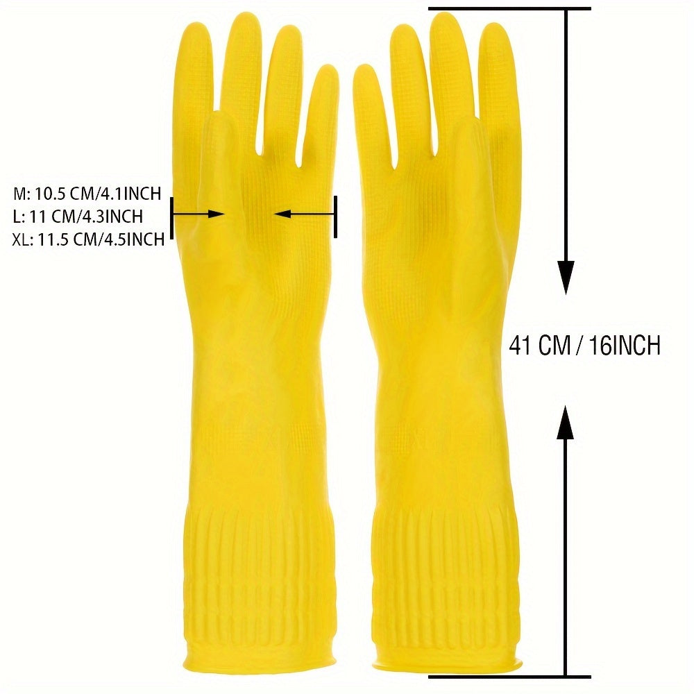 4pairs Kitchen Rubber Cleaning Gloves Non Slip Waterproof