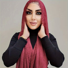 Crinkle Hijab Long Sunscreen Shawl Frayed Edge Wrap Classic Turban