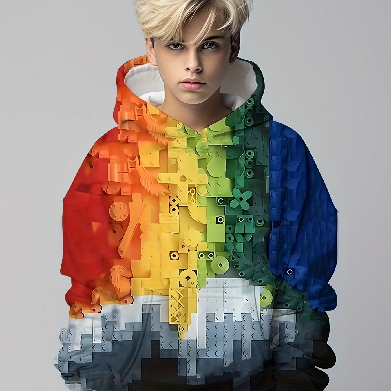 Kids 3D Print Hooded Sweatshirt Youth Crew Neck Pullover Coat