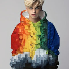 Kids 3D Print Hooded Sweatshirt Youth Crew Neck Pullover Coat