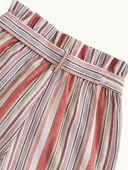 Striped Tie Waist Shorts Boho Shorts for Spring & Summer