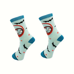 3 Pairs Skull Print Socks Halloween Crew Socks Women's Stockings