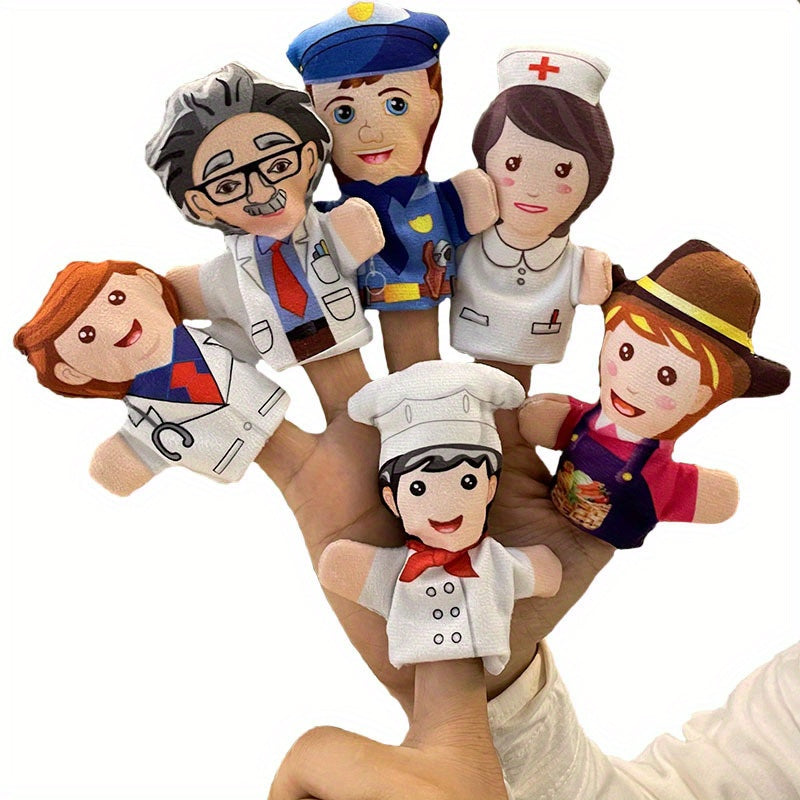3pcs Finger Puppets Chef Nurse Police Farmer Chef Scientist Role Playing Toys