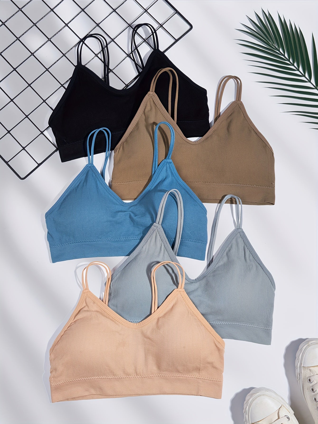 5Pcs Solid Wireless Bras Stretch Intimates Women's Lingerie & Underwear