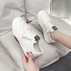 Women's Letter Print Sneakers Casual Lace Up Shoes