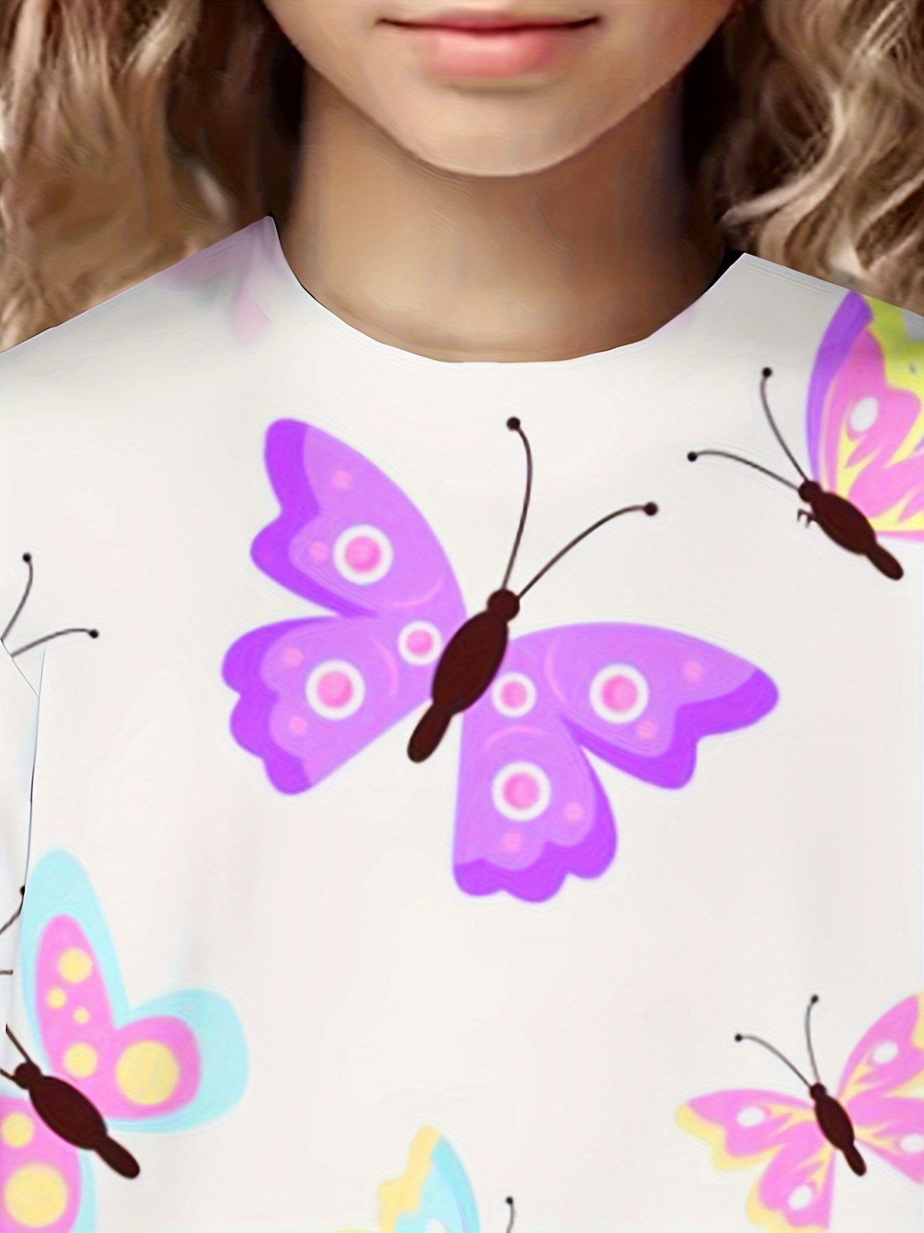 3D Butterfly Graphic Short Sleeve T-shirt for Girls Boys Summer Sports