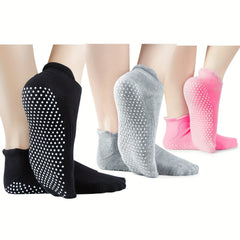 4 Pairs Non Slip Yoga Grip Socks for Women Barre Dance Anti Skid Socks