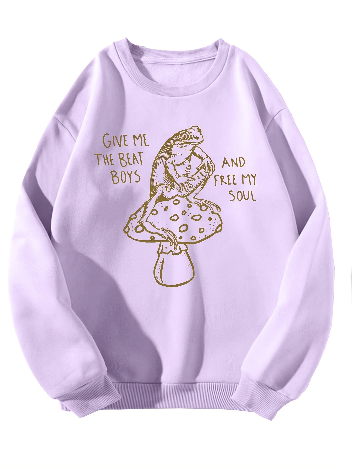 Frog & Mushroom Print Crew Neck Sweatshirt