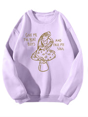 Frog & Mushroom Print Crew Neck Sweatshirt