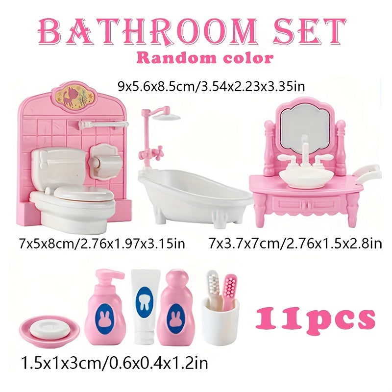 1:12 Dolls House Kitchen Bedroom Bathroom Playset