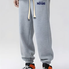 Motors Print Drawstring Sweatpants Loose Fit Pants Men's