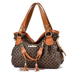Floral Print Shoulder Bag Tassel Decor Faux Leather Purse