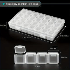 Plastic Storage Box 28 Grids Portable Jewelry Stationery Storage Box
