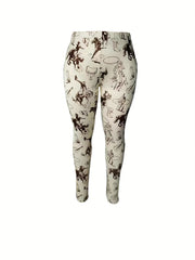 Western Style Pants Women's Plus Cowboy Print Skinny Trousers