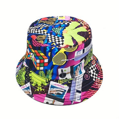 Nostalgic Tape Retro 80S Print Bucket Hat Spring Summer Outdoor Sun Hat