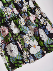 Floral Print Tiered Skirts Elastic Waist Ruffle Trim Skirts