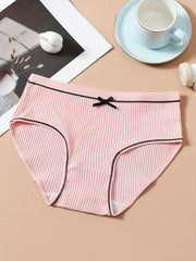 6pcs Solid Ribbed Hipster Panties Stretchy Intimates Women's Lingerie