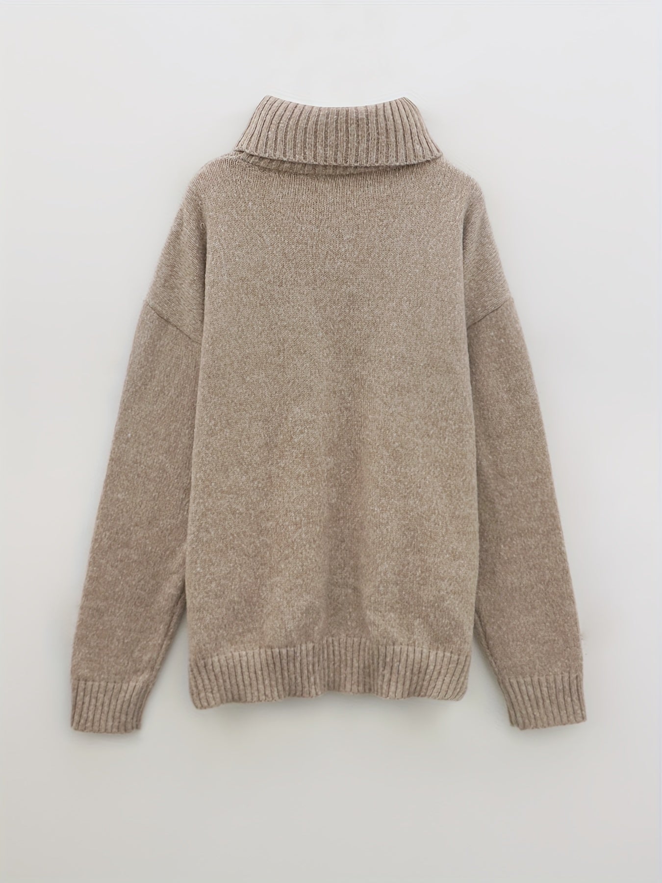 Casual Sweater Women's Solid Long Sleeve Turtle Neck Jumper