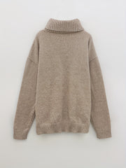 Casual Sweater Women's Solid Long Sleeve Turtle Neck Jumper