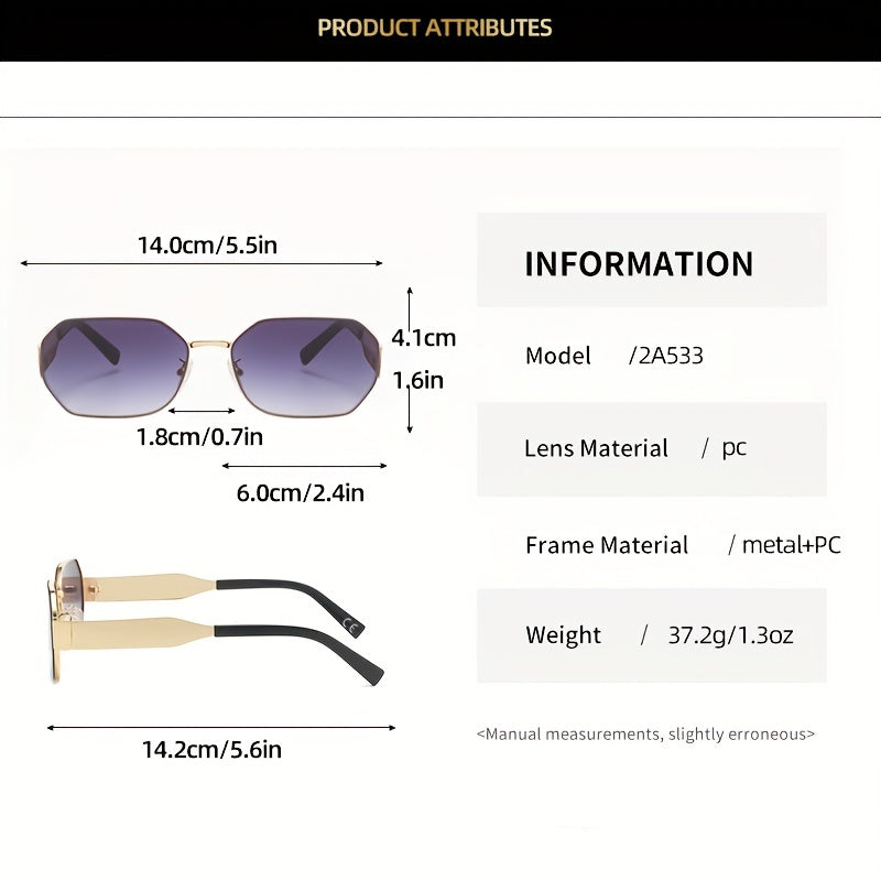 Polygonal Metal Frame Sunglasses Golden And Gray