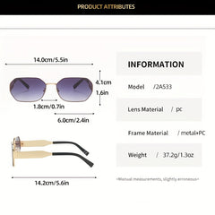 Polygonal Metal Frame Sunglasses Golden And Gray