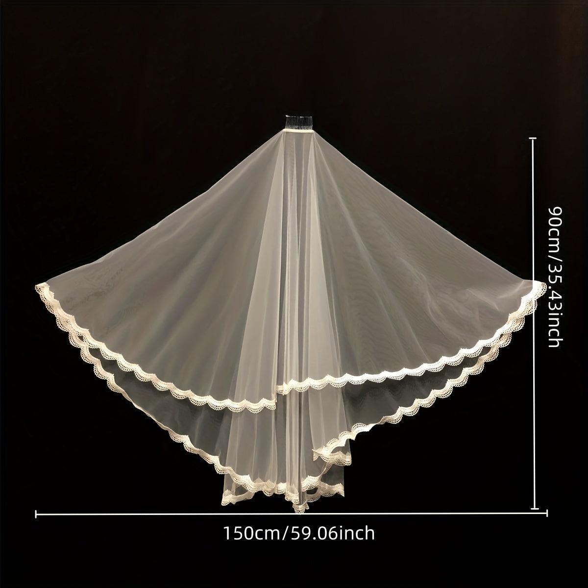 Lace Edge Bridal Veil with Comb Wedding Headwear