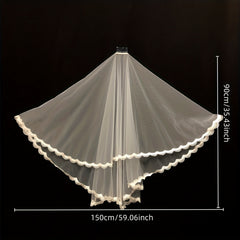 Lace Edge Bridal Veil with Comb Wedding Headwear
