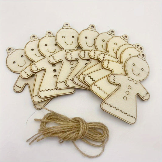 10pcs Wooden Christmas Decorations DIY Wood Hanging Crafts Christmas Gift Tags