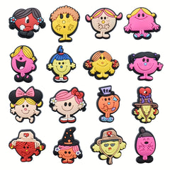 16pcs Girl Shoe Charms For Clogs Slides Sandals PVC Decorations