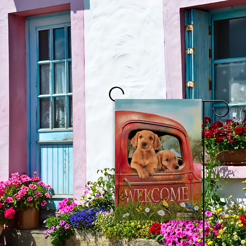 Welcome Spring Dog Garden Flag - Outdoor Decor