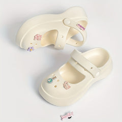 Women's Platform Closed Toe Slides Cut Out Clogs