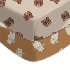 2pcs Soft Polyester Bassinet Sheets Elasticized Crib Sheets