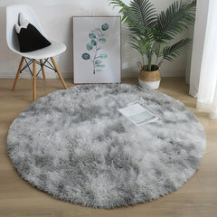 Round Tie Dye Long Pile Carpet and Mat Non-slip Bottom Soft and Comfortable