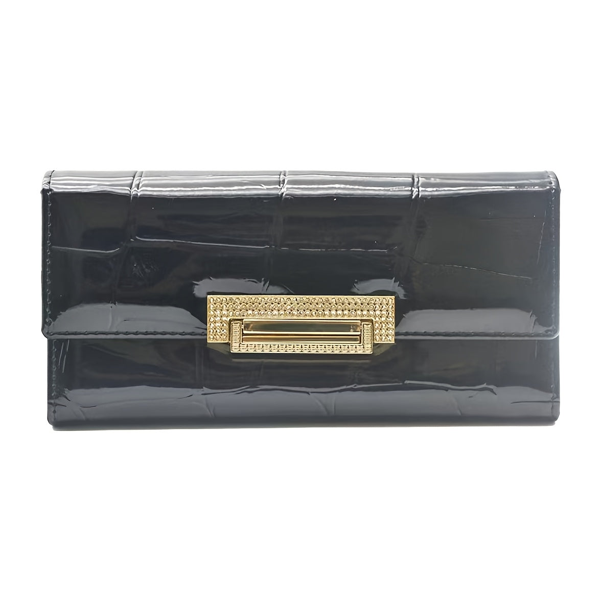 Stylish Leather Wallet with Glossy Stone Pattern & Clasp