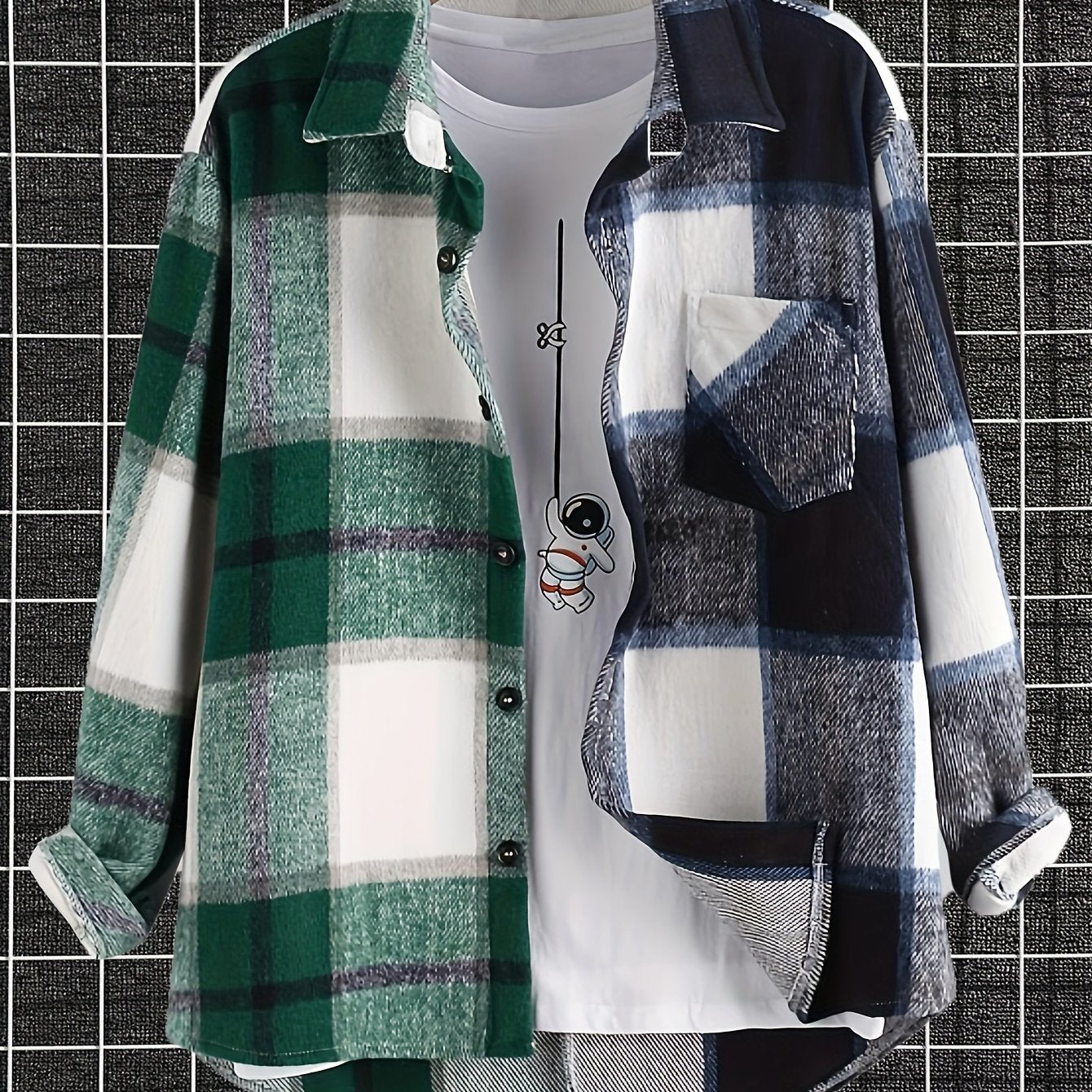 Plaid Print Men's Casual Button Up Long Sleeve Shirt