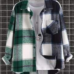Plaid Print Men's Casual Button Up Long Sleeve Shirt