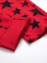 Y2K Style Star Pattern Slim Fit Jeans Men's Casual Stretch Denim Pants