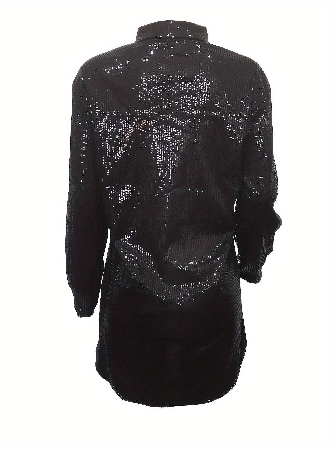Sequin Long Sleeve Shirt Dress