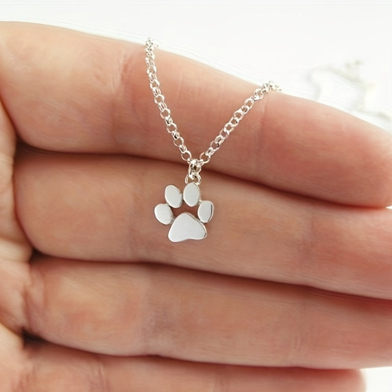 Cat Dog Paw Pendant Necklace for Girls