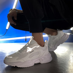 Men's Reflective Chunky Shoes Non Slip Lace Up Sneakers For Outdoor Activities