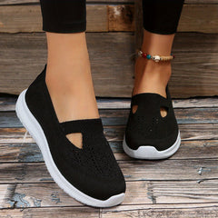 Women's Knit Walking Shoes Breathable Slip On Sports Lightweight Sneakers