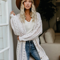 Women's Plus Size Casual Hollow Out Open Front Cardigan