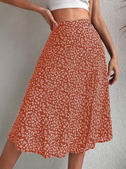 Floral Print Side Split Skirt for Women