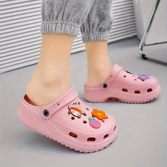 Women's Platform Garden Clogs Cartoon Wedge Slide Shoes