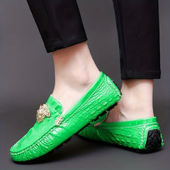 Men's Casual Slip On Loafers With Metallic Decor Rubber Sole Shoes