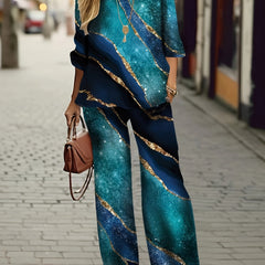 Women's Plus Marble Print 2 Piece Set