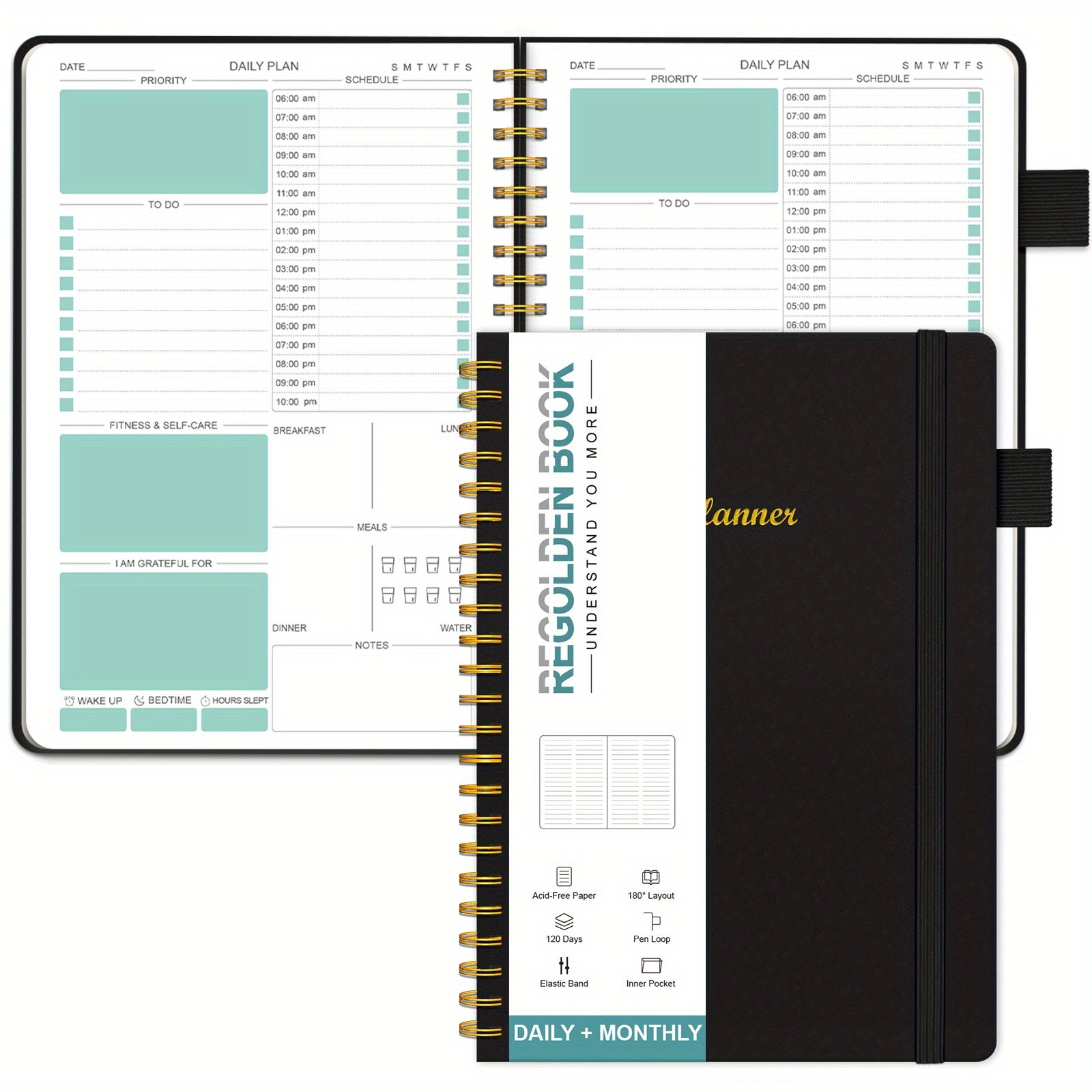 Undated Daily Planner 4 Month 120 Days Hardcover Faux Leather To Do List