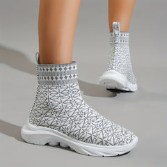 Women's High Top Sock Boots Slip On Ankle Boots