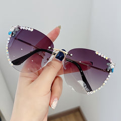 Y2K Vintage Rhinestone Cat Eye Sunglasses