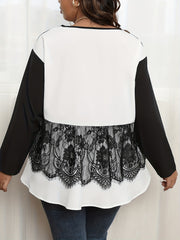 Colorblock Lace Long Sleeve Top